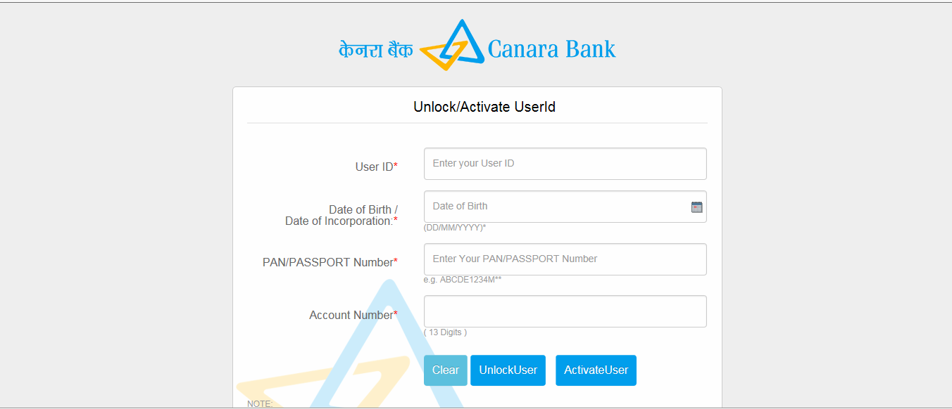 Canara Bank Net Banking Activate User ID
