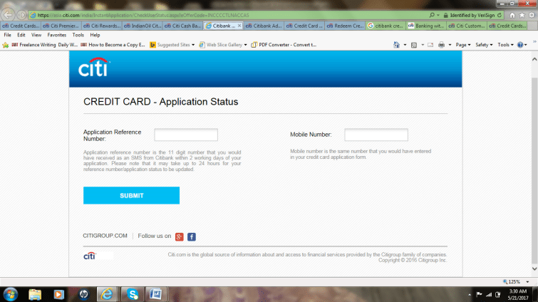 citibank credit card application status