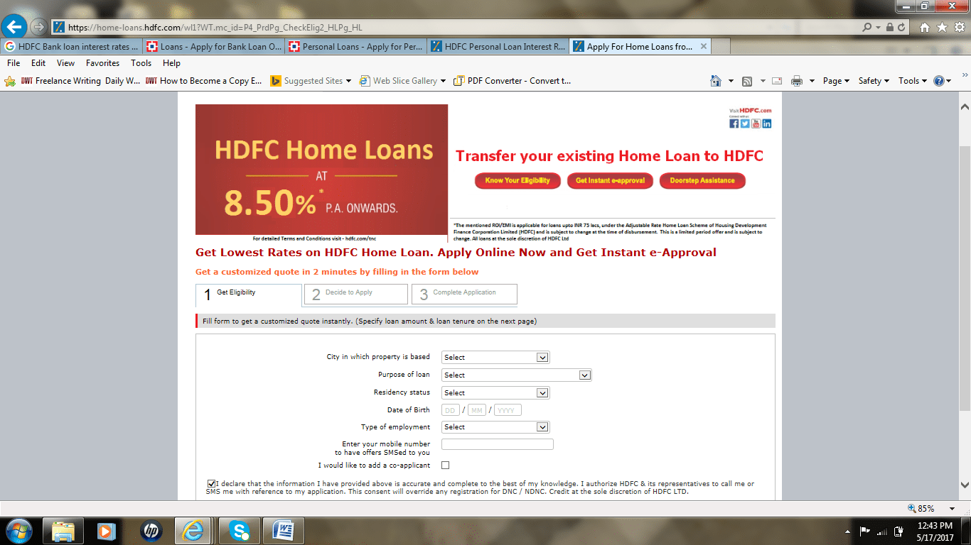 HDFC home loan interest rate