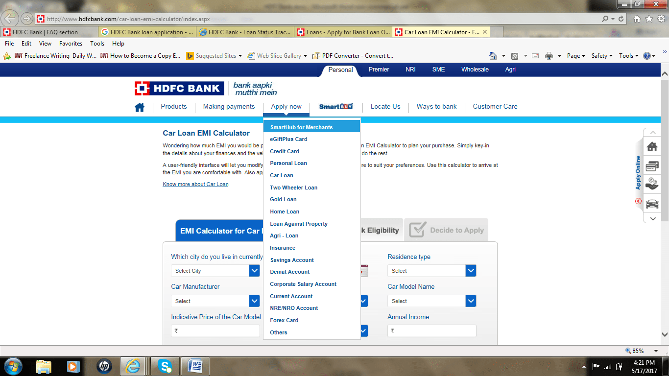 Apply HDFC loans