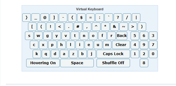 HDFC Virtual Keyboard