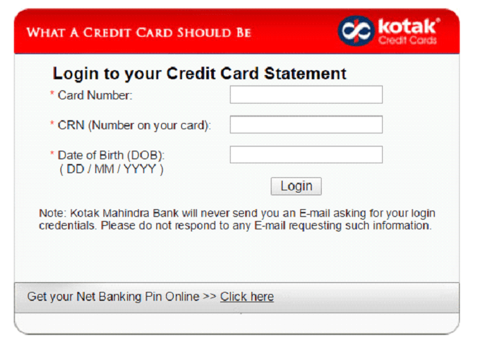 Kotak credit card statement