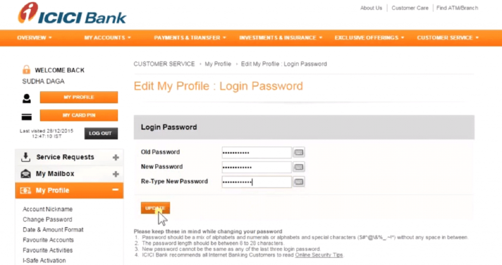 what is user id in net banking icici