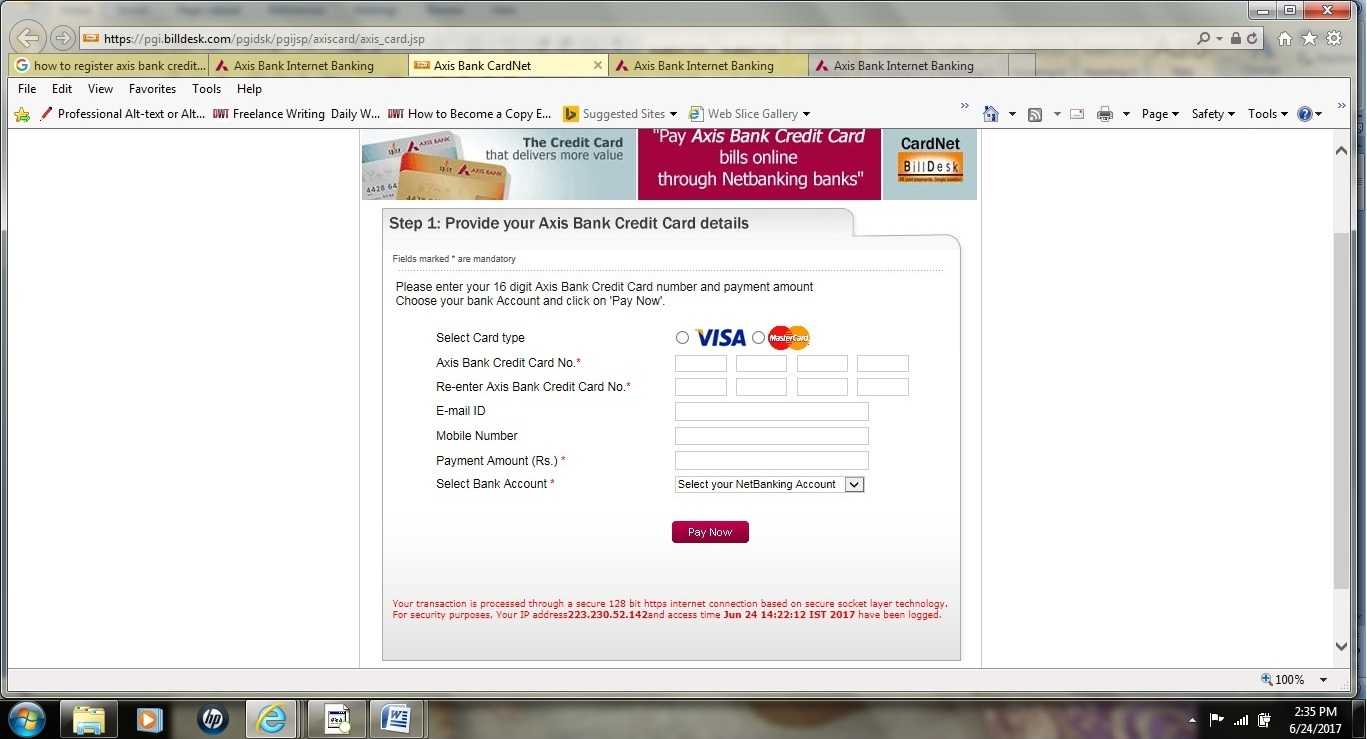 Axis credit card bill pay