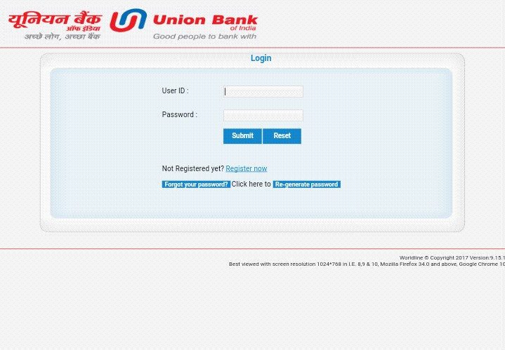 login using the user id and password in UBI