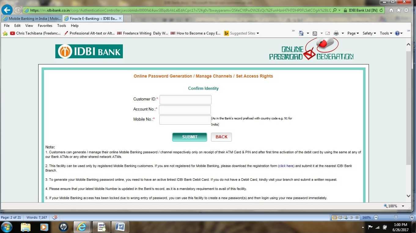 IDBI mobile banking registration