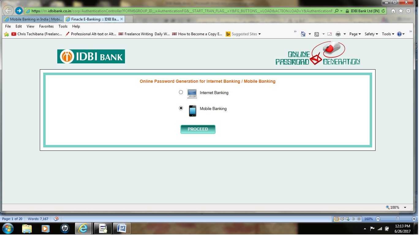 IDBI Bank mobile password