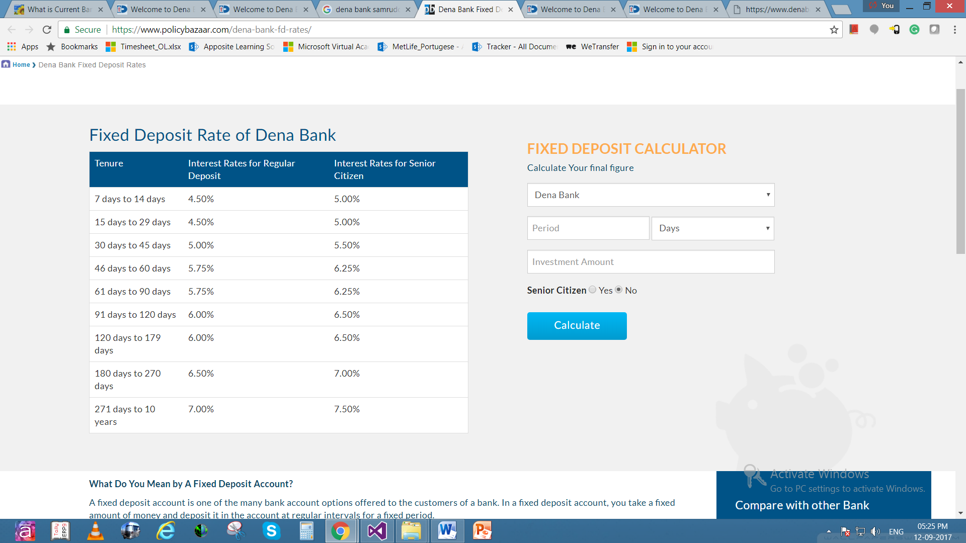 Dena bank fixed deposit account